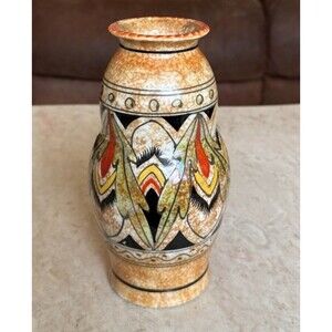 Vintage Art Deco Japanese 7.5" Handpainted Porcelain Vase 1940s Original